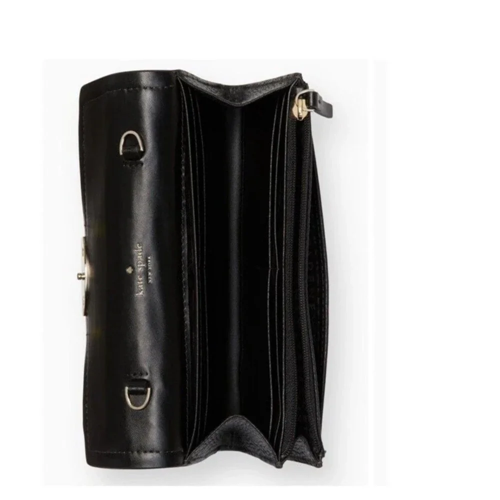 Kate Spade West Street Milou Black Leather Clutch Gold Studded Gold Design